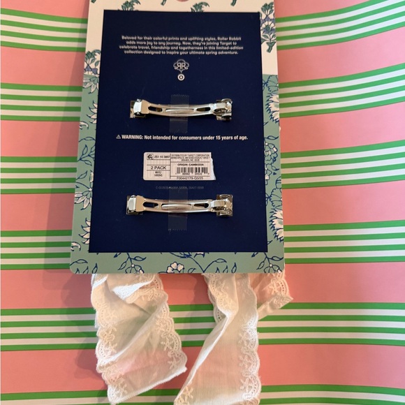 Roller Rabbit White Lace Ribbon Hair Clips - Picture 2 of 6